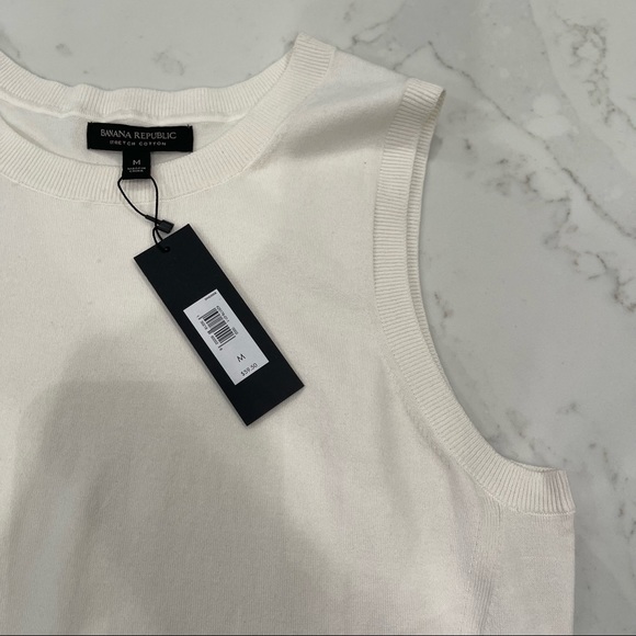 NWT Banana Republic cream cotton sleeveless top - Picture 8 of 16